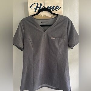 Figs Gray V-Neck Scrub Top